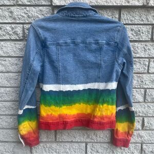 Baccini Rainbow Tie Dye Denim Jacket Size Small